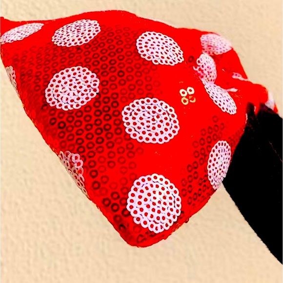 RED POLKA DOT SEQUINS BIG BOW HEADBANDS NWT - Picture 7 of 10
